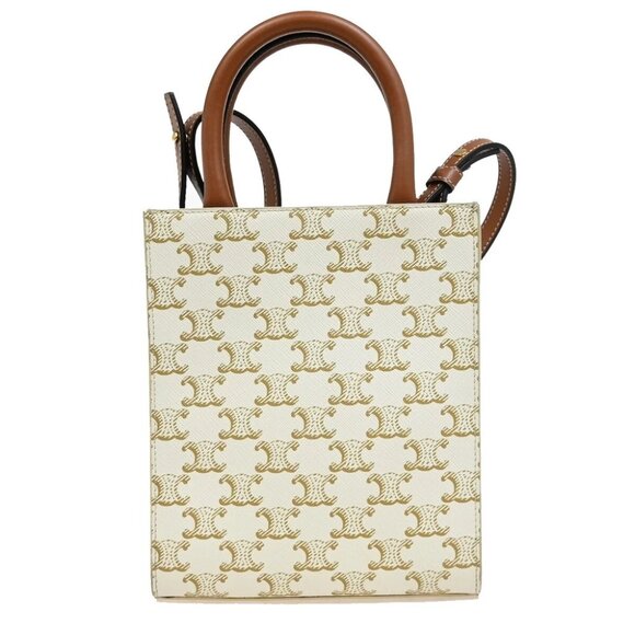 CELINE Mini Vertical Cabas 2Way Hand Bag Triomphe Canvas Leather WE BN - Picture 2 of 11